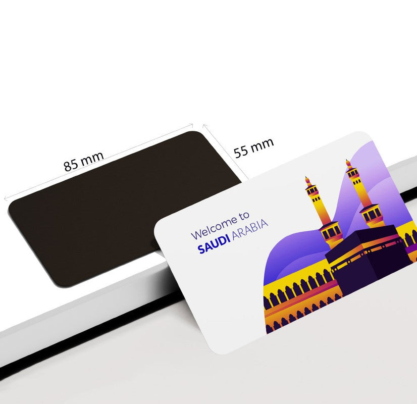 dhcrafts Rectangular Rubber Fridge Magnet / Magnetic Card Multicolor Saudi Arabia Design Pack of 1 (8.6cm x 5.4cm)